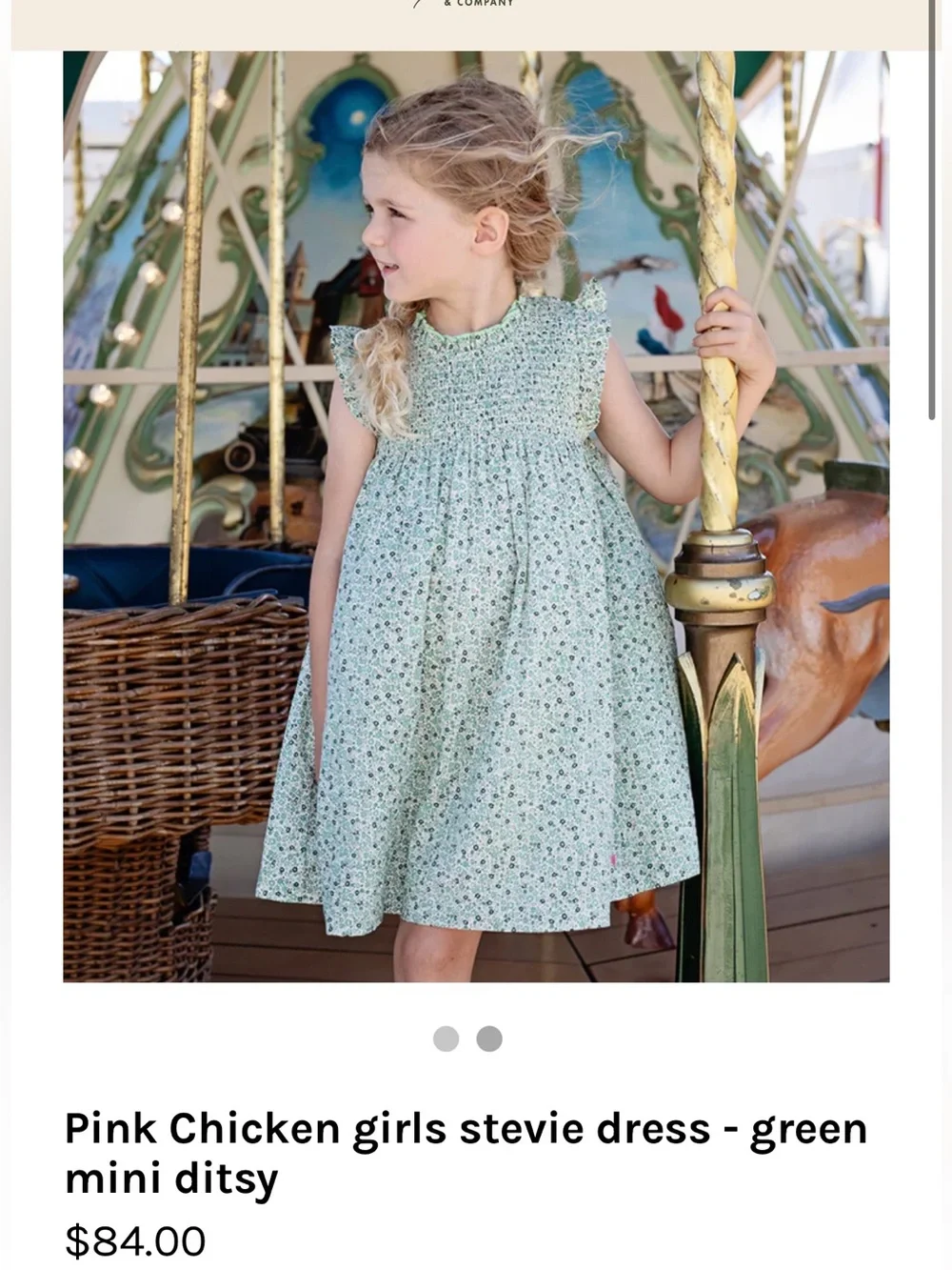 Pink Chicken girls stevie dress - green mini ditsy Size 8